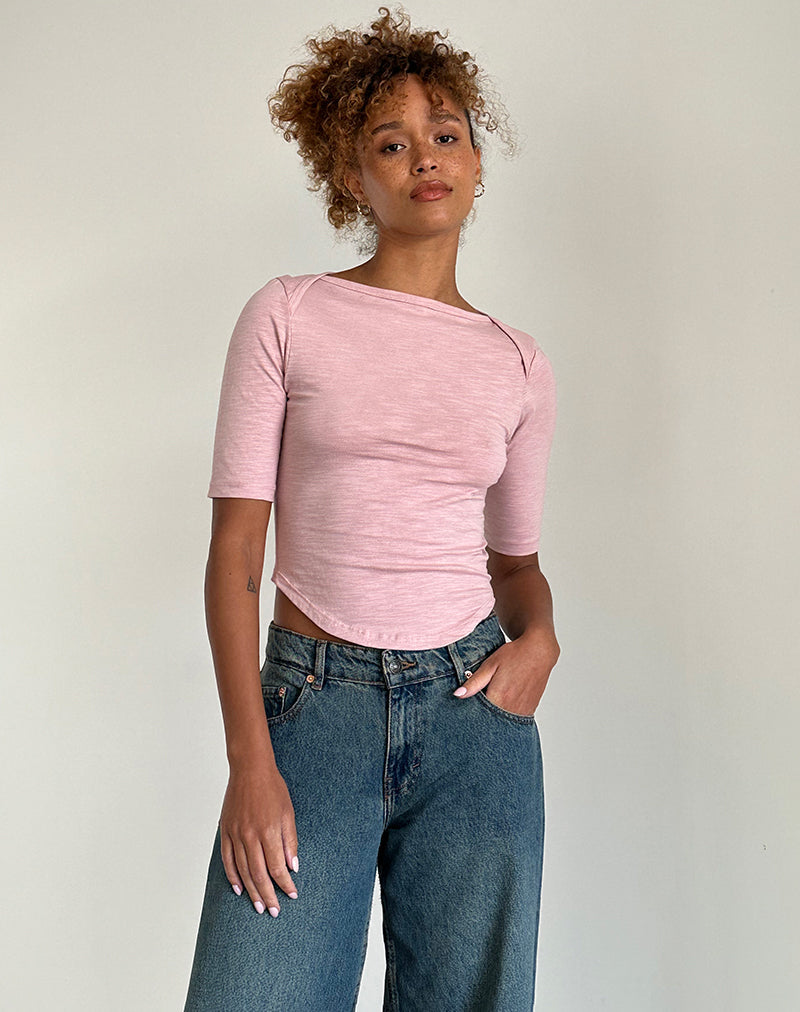 Maglietta Ralda in jersey curvo in rosa Lady
