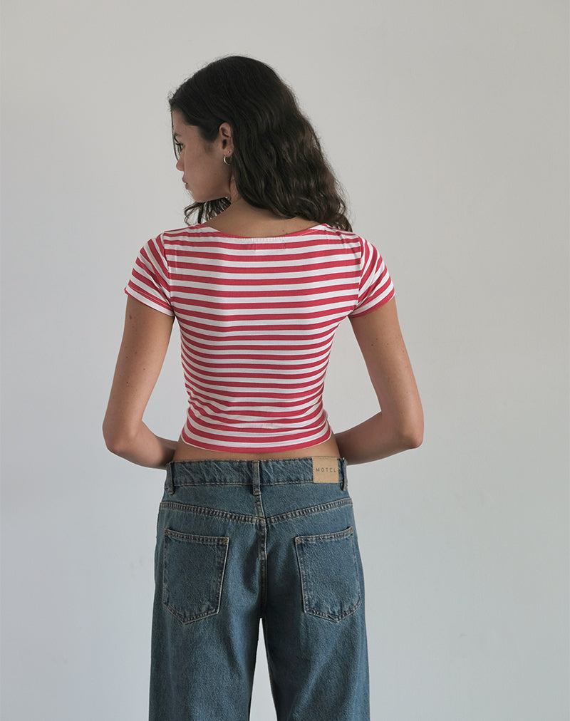 immagine di Ralina Top a righe bianche e rosse