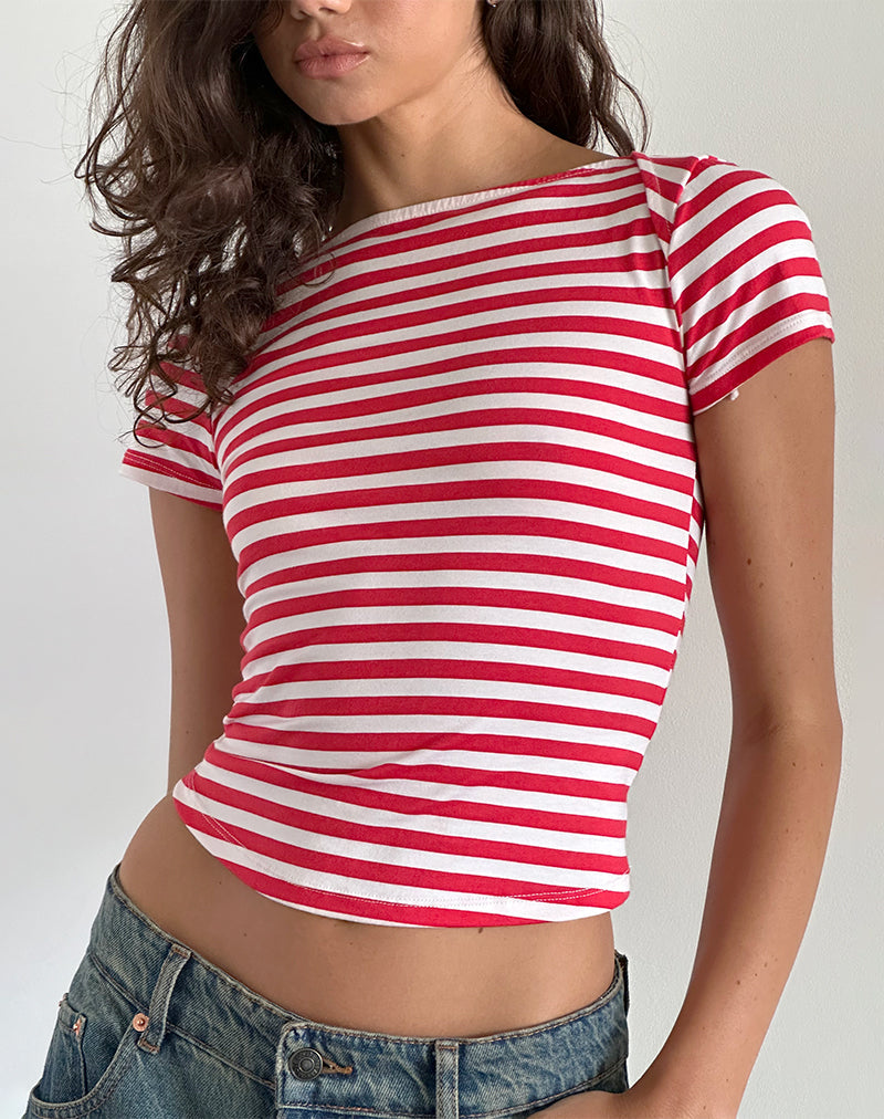 immagine di Ralina Top a righe bianche e rosse