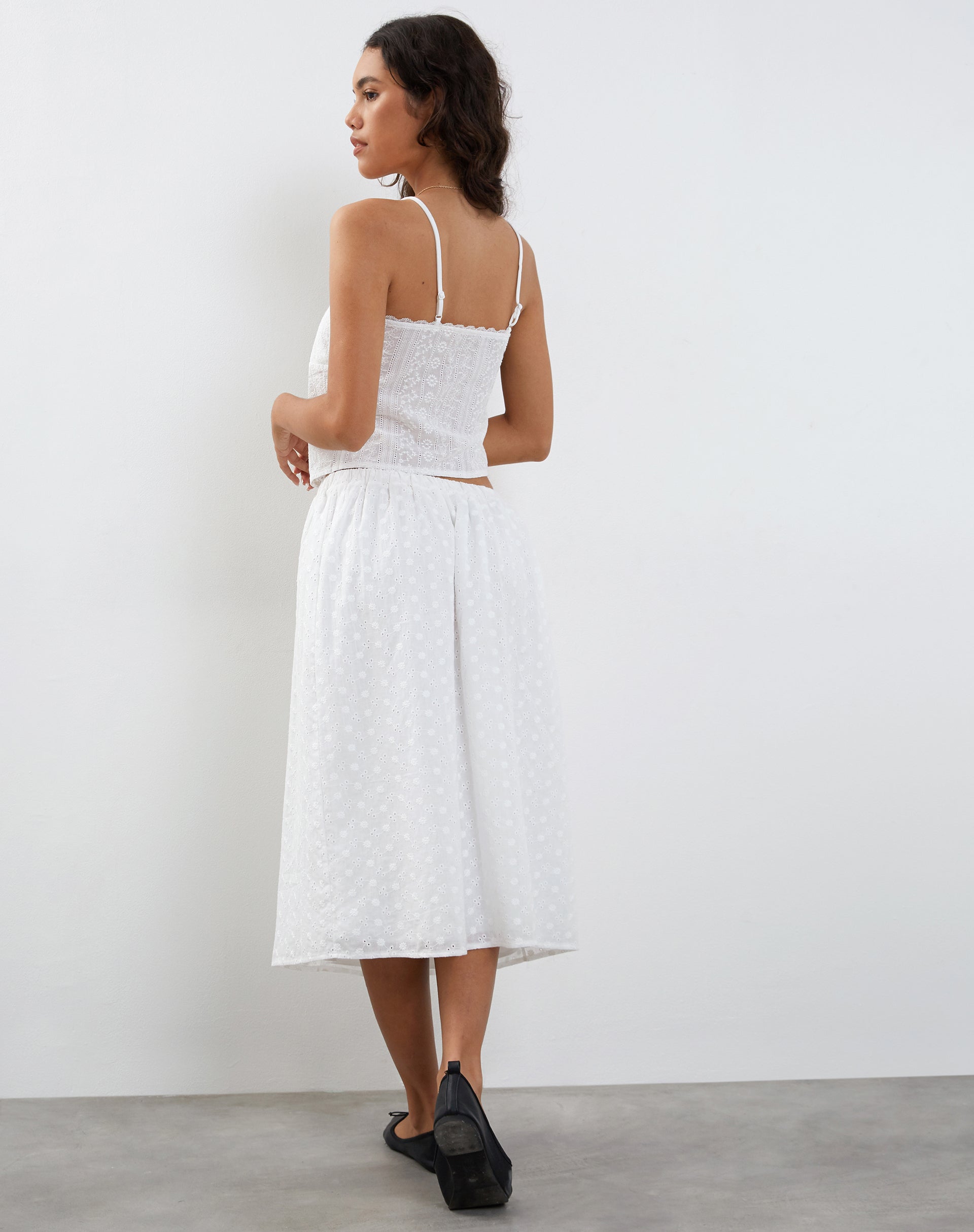 Immagine di Rusma Gonna Midi in Broderie Bianco