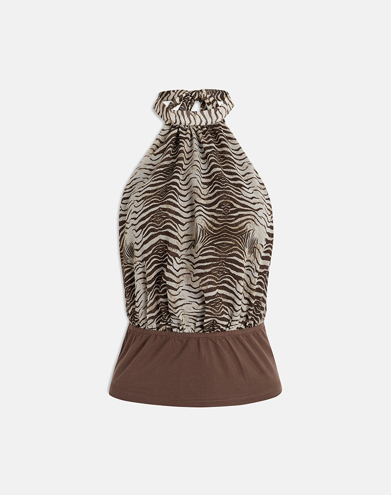 Immagine di Rania Top in chiffon Wild Animal Align Brown