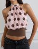Immagine di Rania Top in chiffon rosa con stampa a pois in grassetto