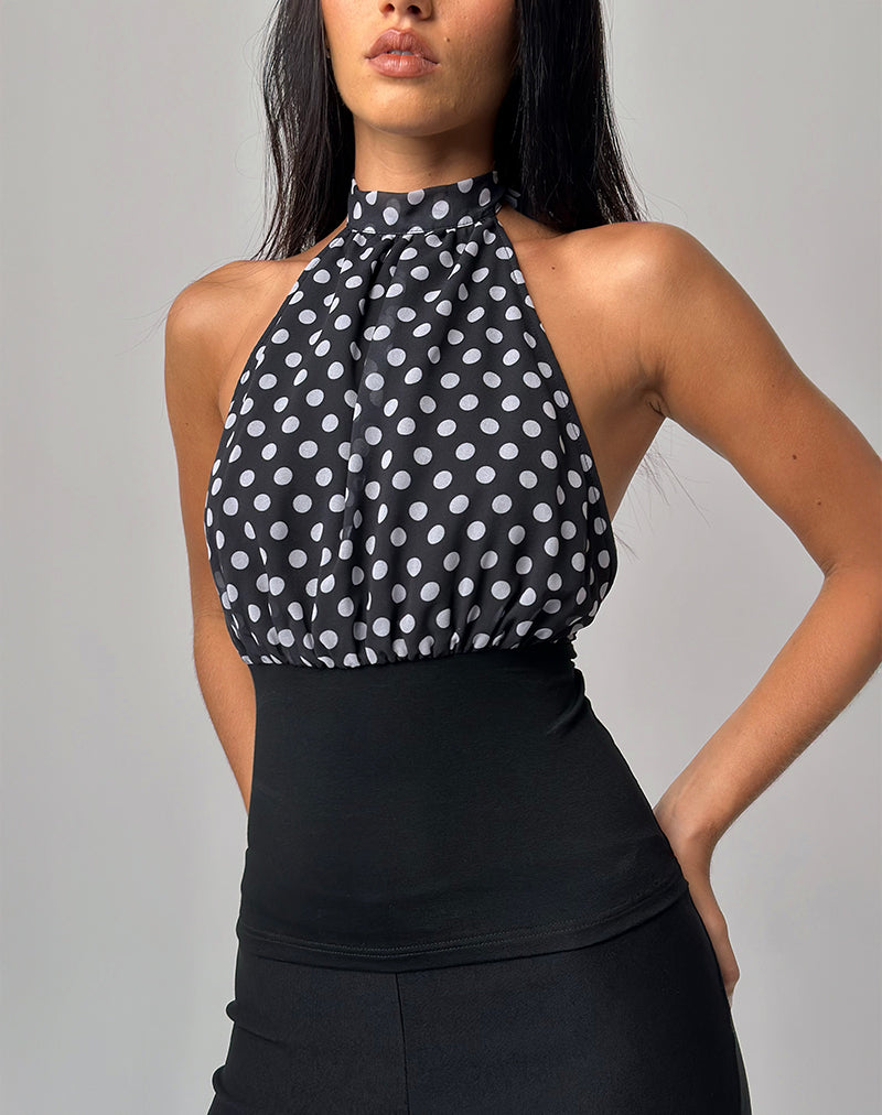 Top senza schienale Rania in Basic Polka nero
