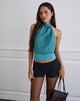 Immagine di Rania Top senza schienale in raso a righe Teal