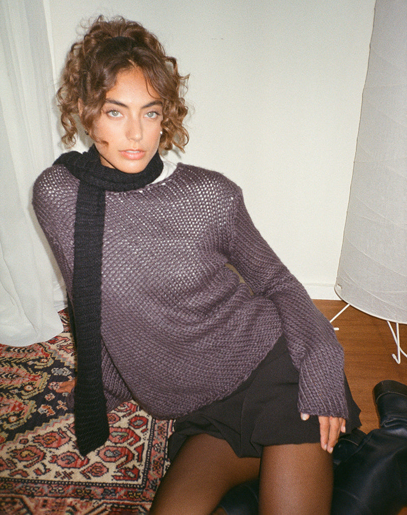 Immagine di Ranvir, maglione lavorato a maglia color antracite