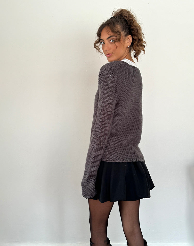 Immagine di Ranvir, maglione lavorato a maglia color antracite