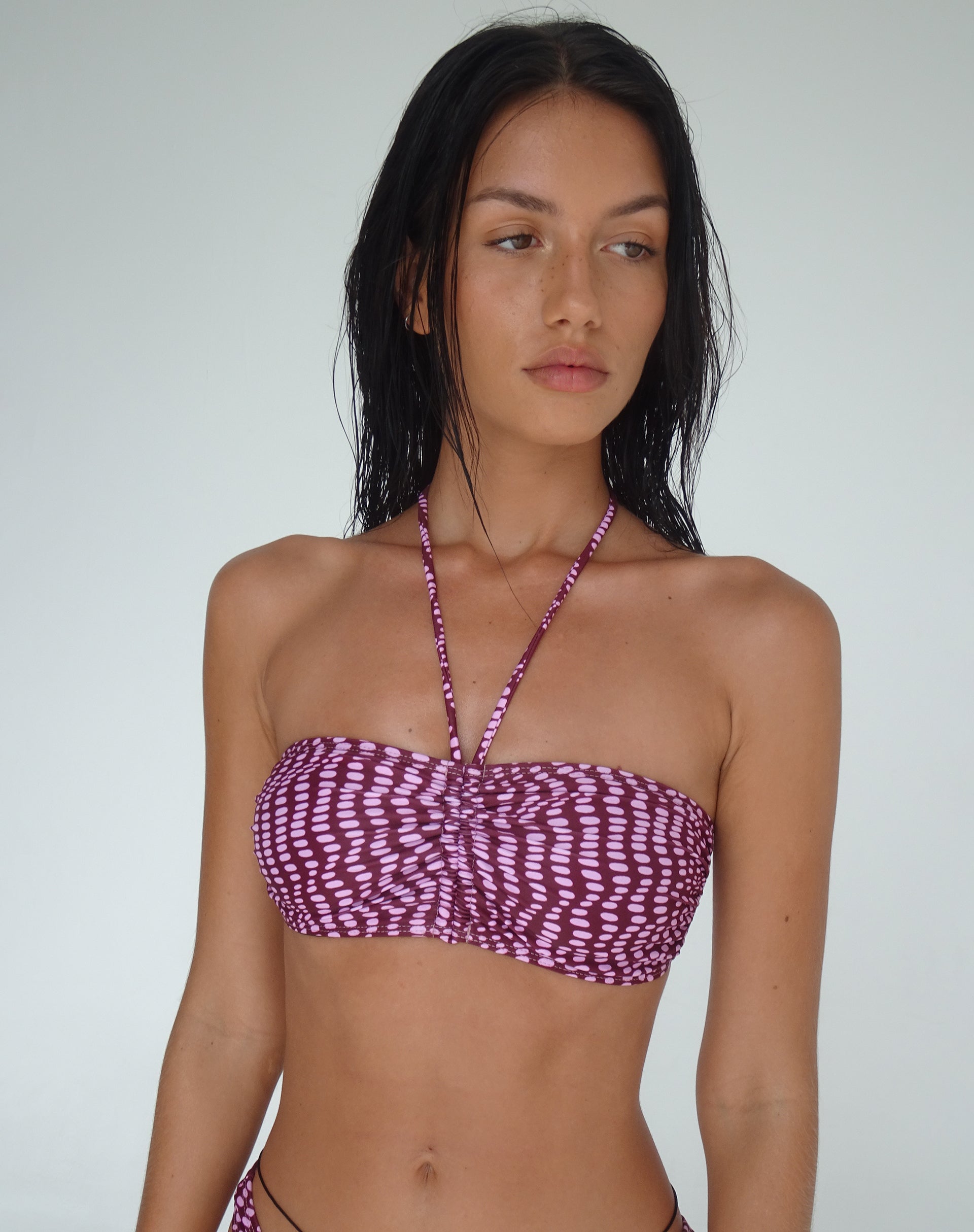 Immagine di Raqui Bikini Top in viola Irregular Polka