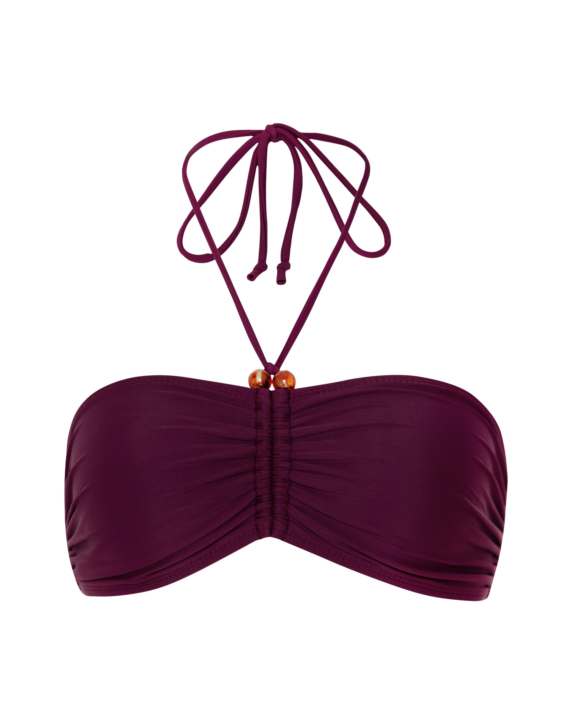 Immagini di Raqui Top bikini con perline in borgogna