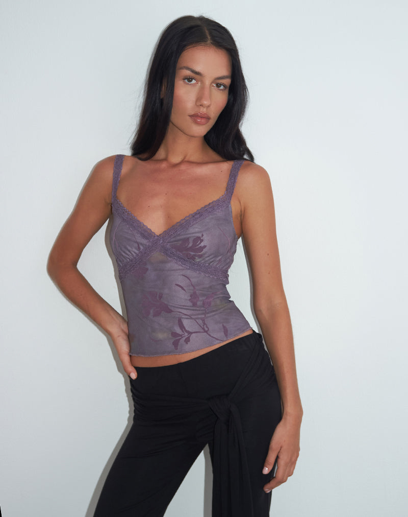 Immagine del top Rasa Cami in Flare Flower Purple