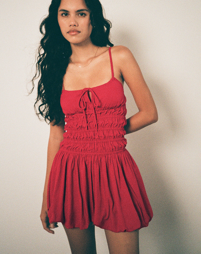 Immagine di Rasmil Bubble Mini Dress in Rosso Adrenalina