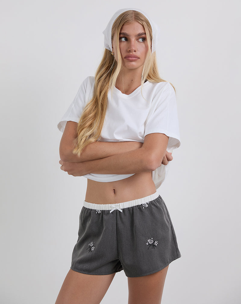 Pantaloncini Rata con ricamo floreale Charcoal