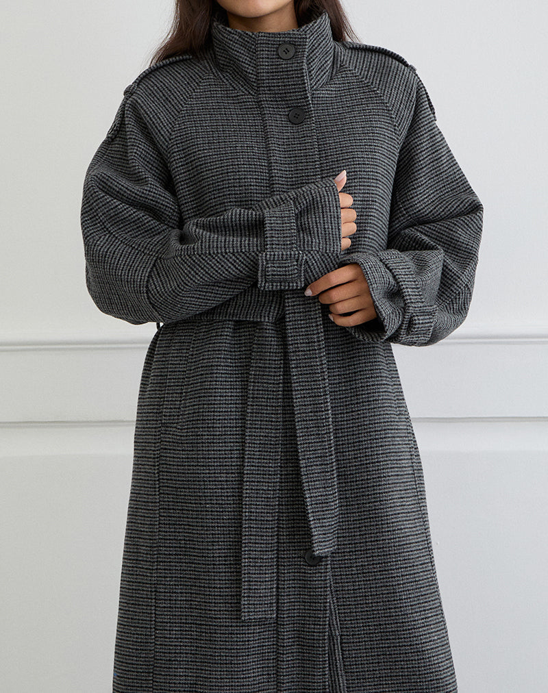 Ravari - Trench con cintura a quadri color antracite