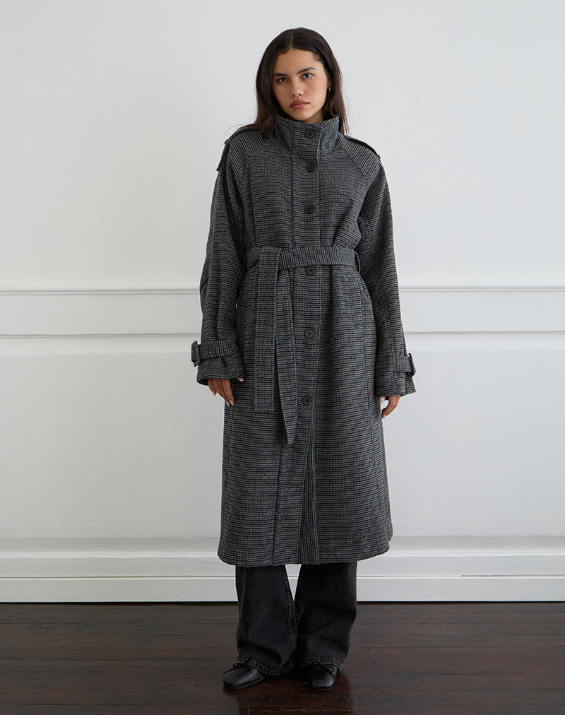 Ravari - Trench con cintura a quadri color antracite
