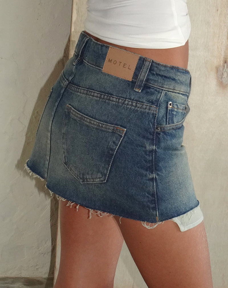 Gonna a ruota in blu acciaio con tasche
