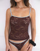 Immagine di Redum Cami Top in pizzo color cioccolato con bordatura blu