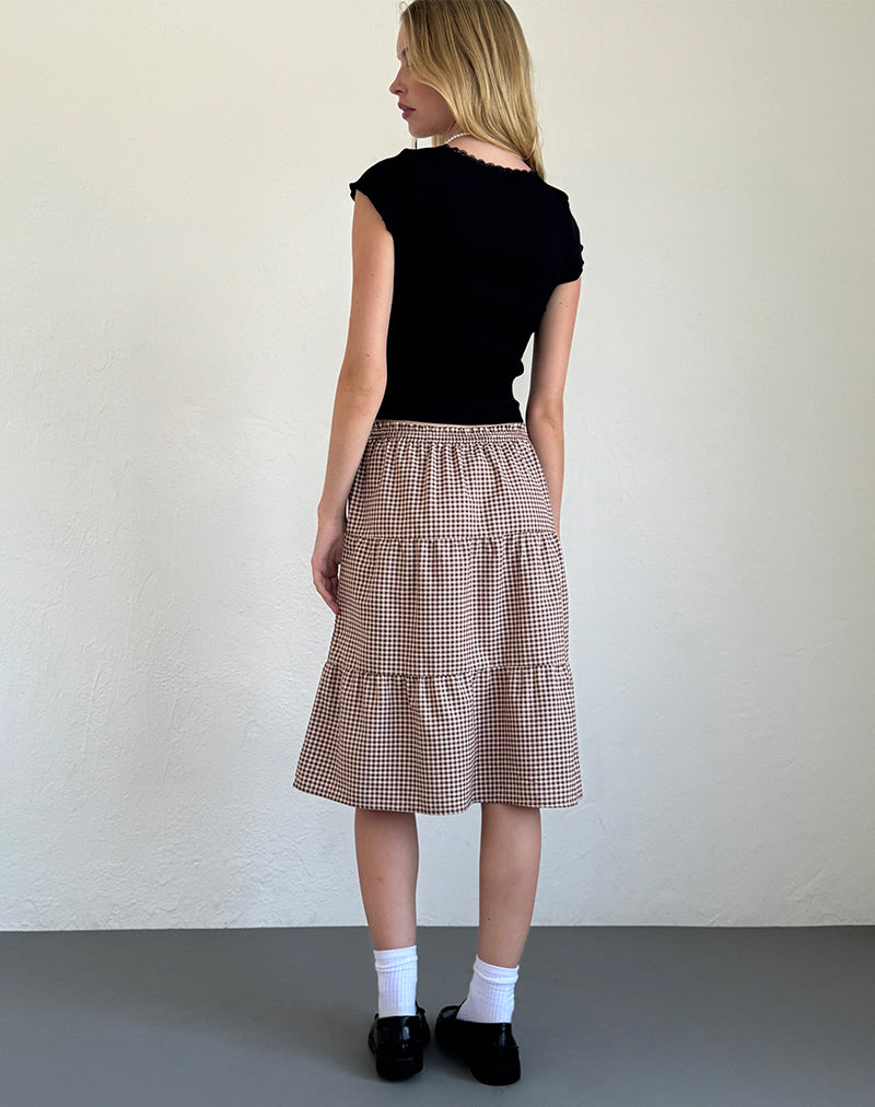 Immagine di Reef Midi Skirt in Mini Gingham Brown