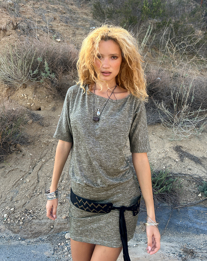 Immagini di Reeta Mini Dress in maglia glitterata Khaki
