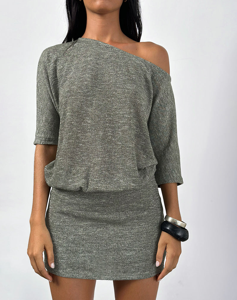 Immagini di Reeta Mini Dress in maglia glitterata Khaki