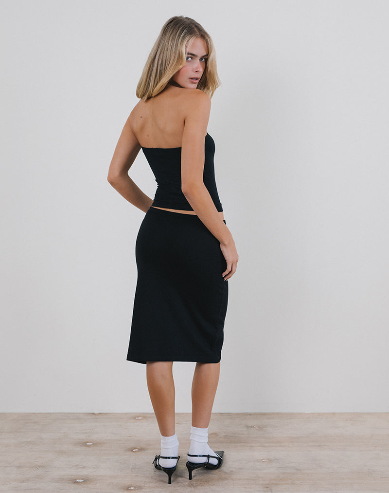 Immagine di Rella Midi Skirt in maglia piatta Nero