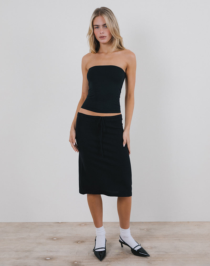 Gonna midi Rella in maglia piatta nera