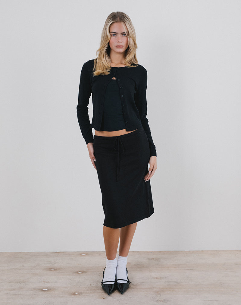Immagine di Rella Midi Skirt in maglia piatta Nero