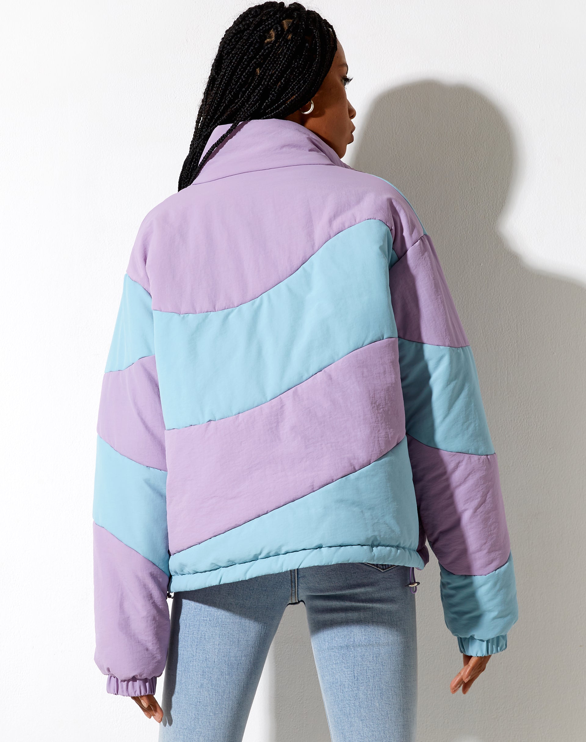 Immagine della giacca Renee Puffa a pannelli viola e blu