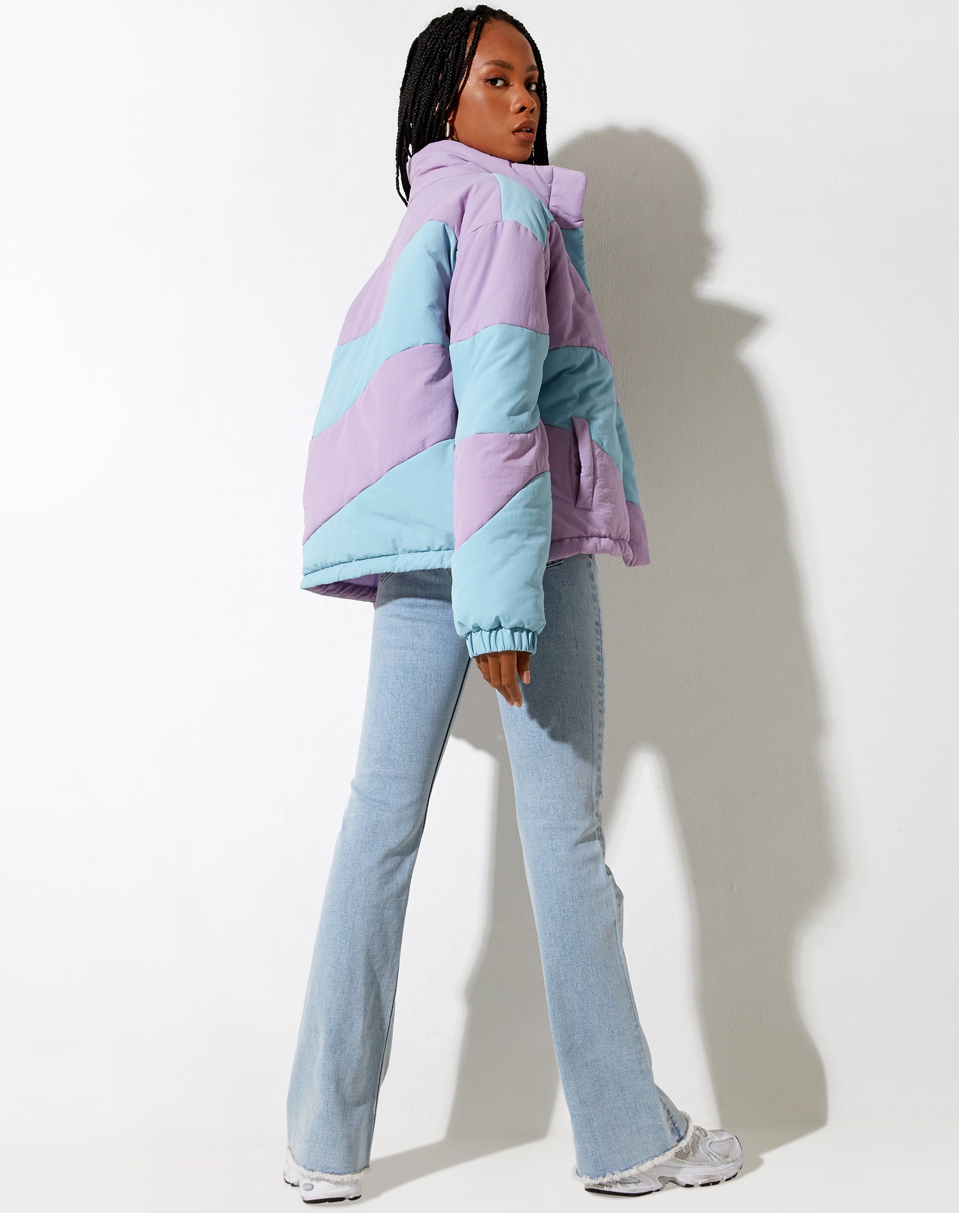 Immagine della giacca Renee Puffa a pannelli viola e blu