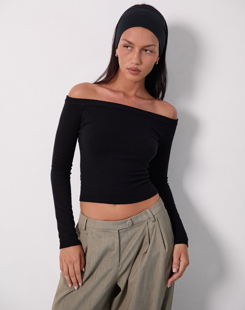 Top Renie Bardot in maglia nera