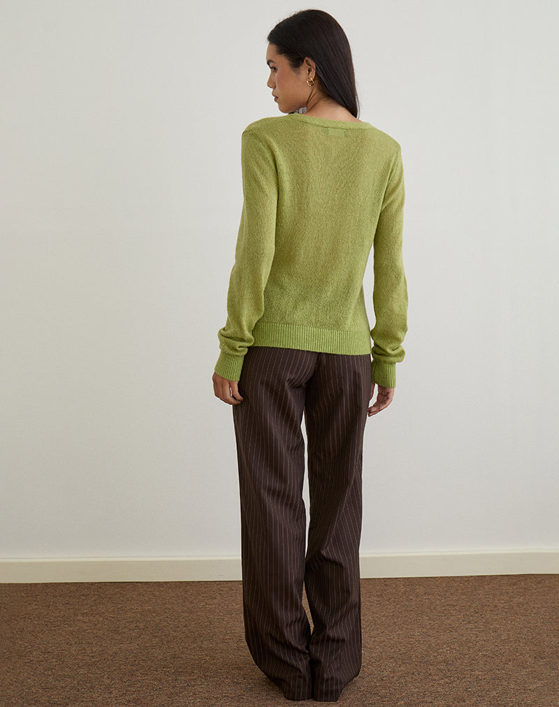 Immagine del cardigan Renisa in maglia trasparente verde