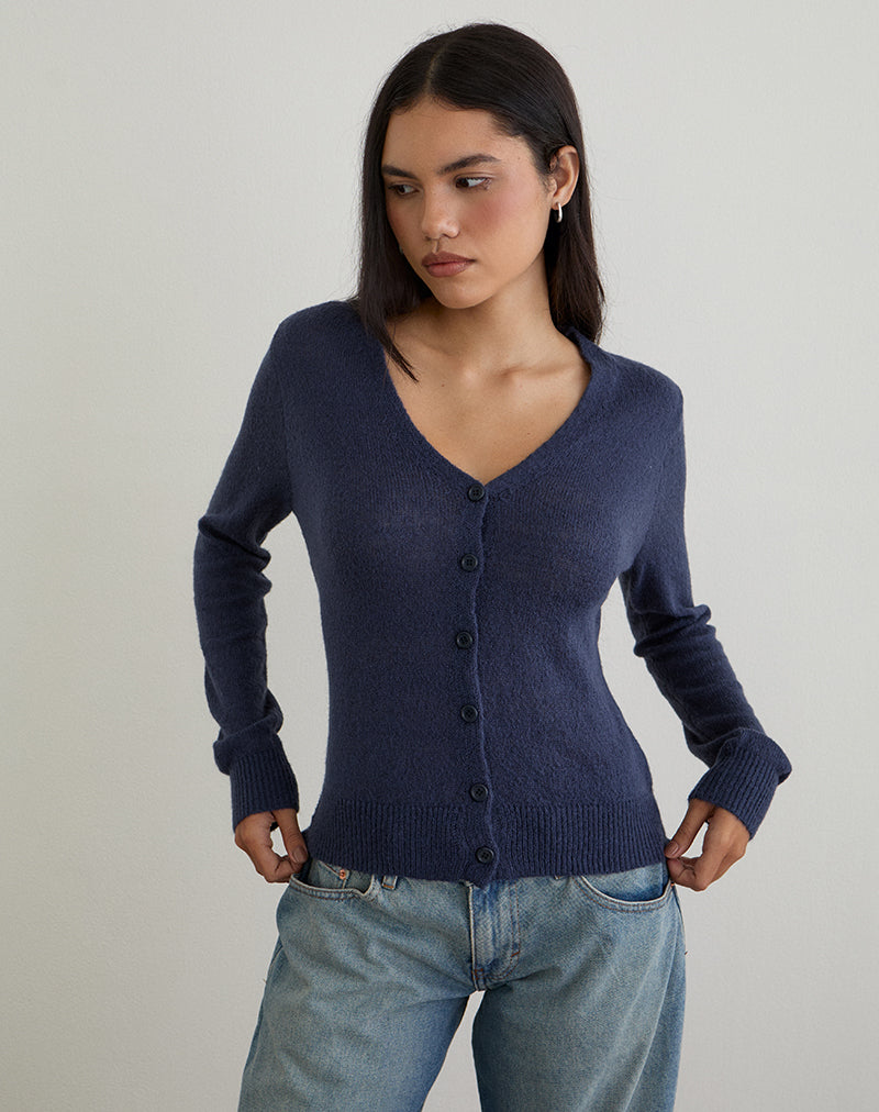 Immagine di Renisa Cardigan in maglia trasparente Navy