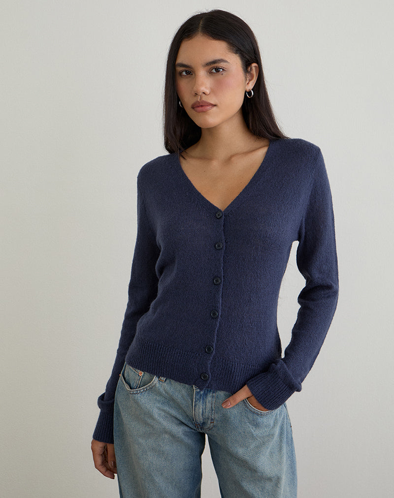 Immagine di Renisa Cardigan in maglia trasparente Navy