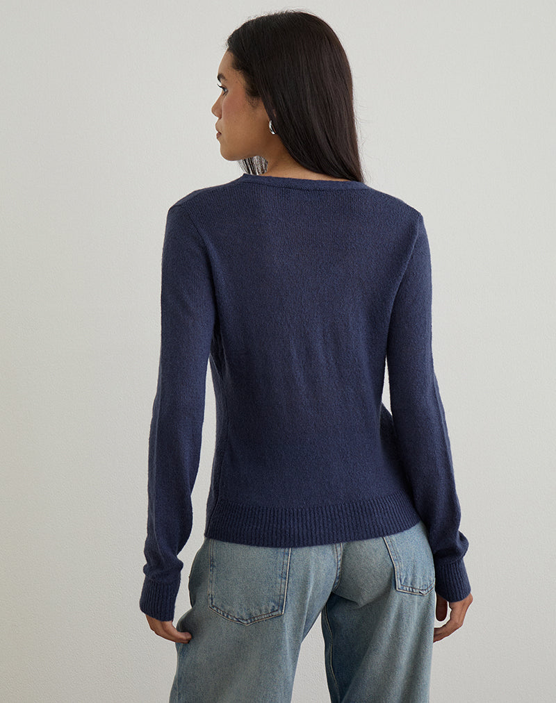 Immagine di Renisa Cardigan in maglia trasparente Navy