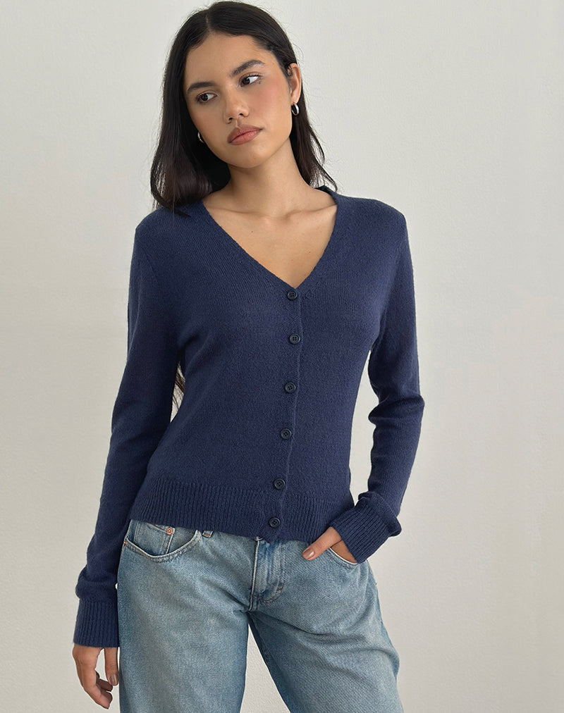 Immagine di Renisa Cardigan in maglia trasparente Navy
