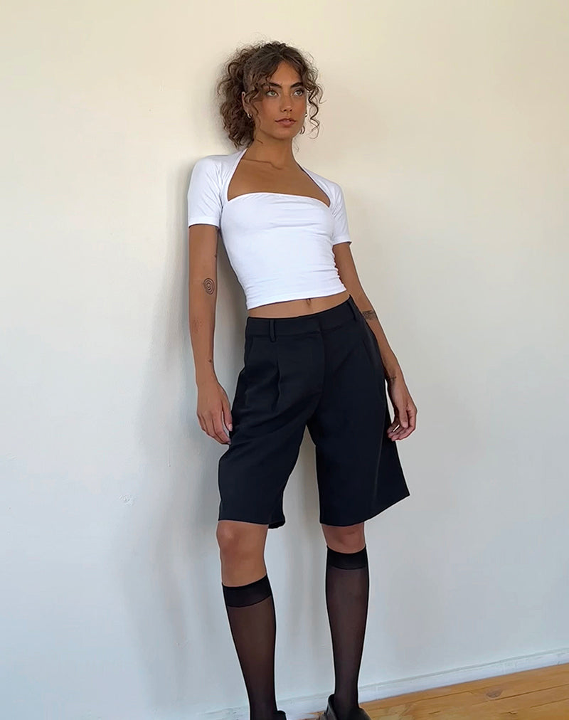 Requa - Top a maniche corte con scollo quadrato in bianco