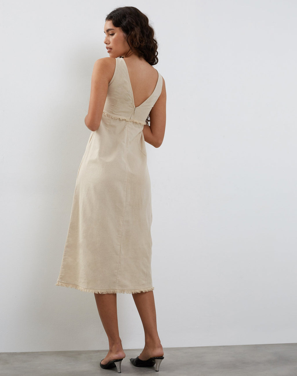 Antari - Vestito midi in lino ecru