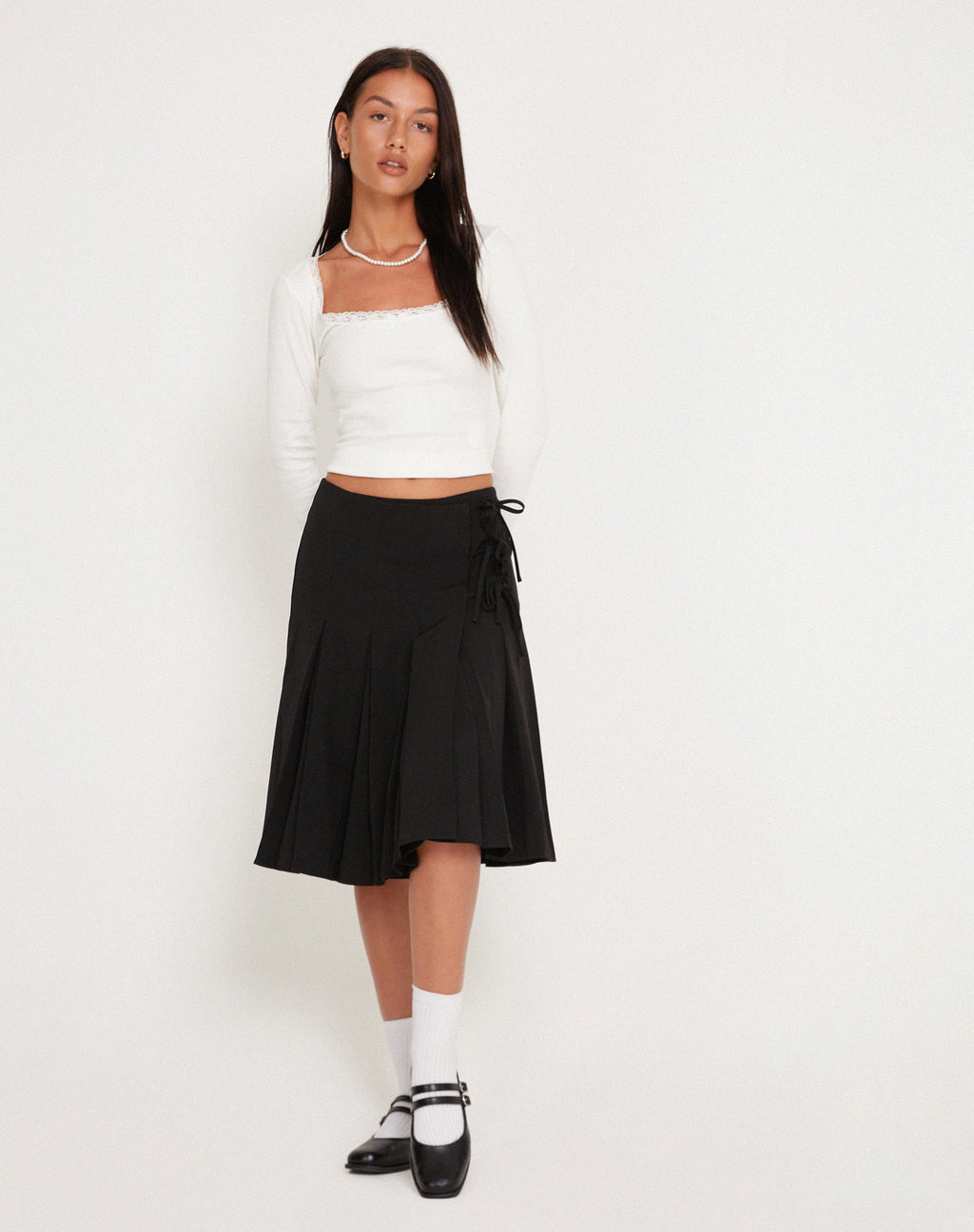 Gonna Madelyn a pieghe in nero