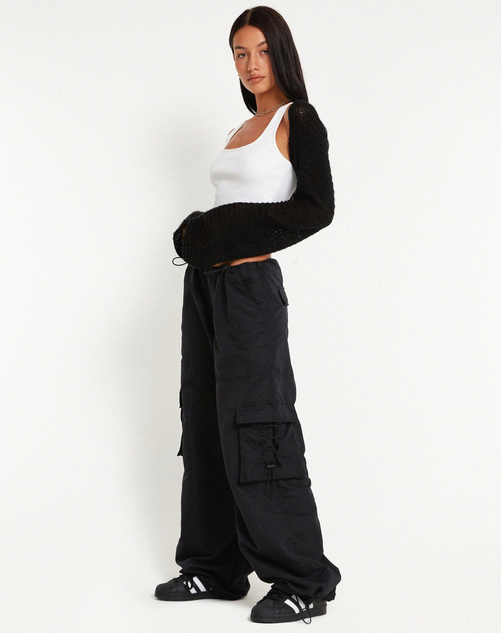 Pantaloni Cargo a gamba larga Fabio in nero