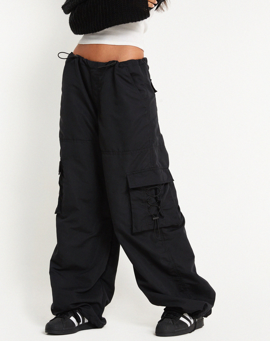 Pantaloni Cargo a gamba larga Fabio in nero