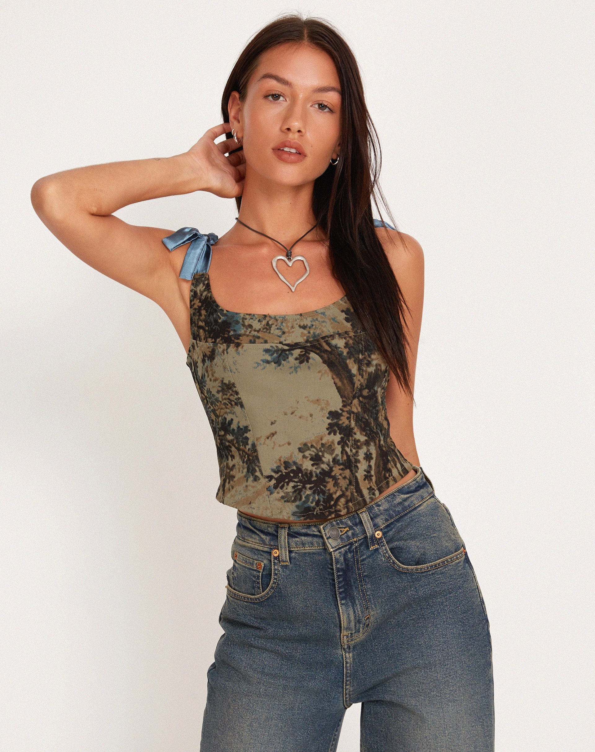Immagine di Jatmi Top corsetto in arazzo foresta marrone