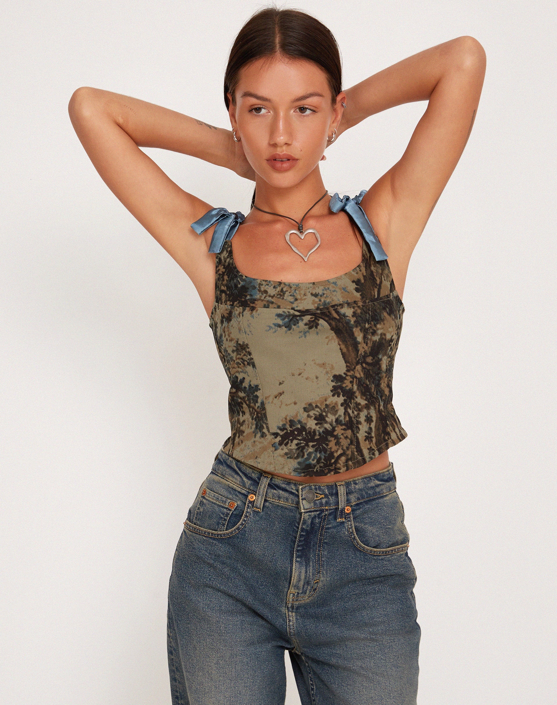Immagine di Jatmi Top corsetto in arazzo foresta marrone