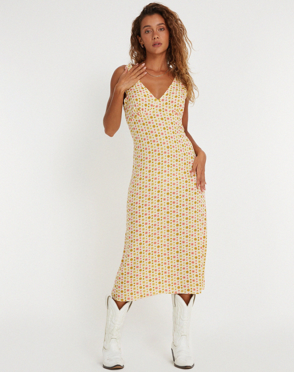 Vestito midi Lisheva in Daisy Chain Crema