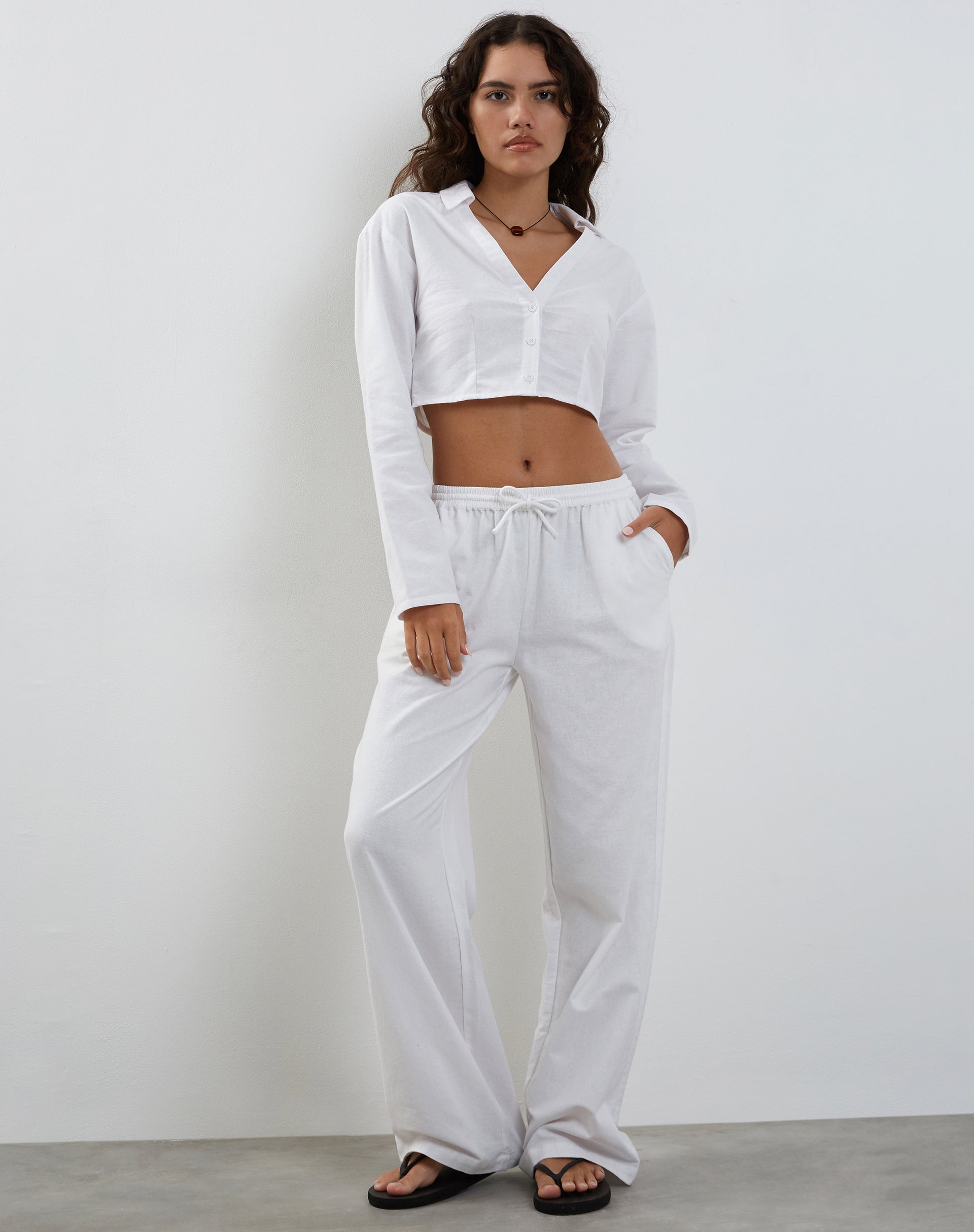 Immagine di Lyse Super Cropped Shirt in Bianco