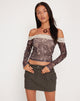 Immagine di Nagita Top Bardot a maniche lunghe in Botanical Dark Brown