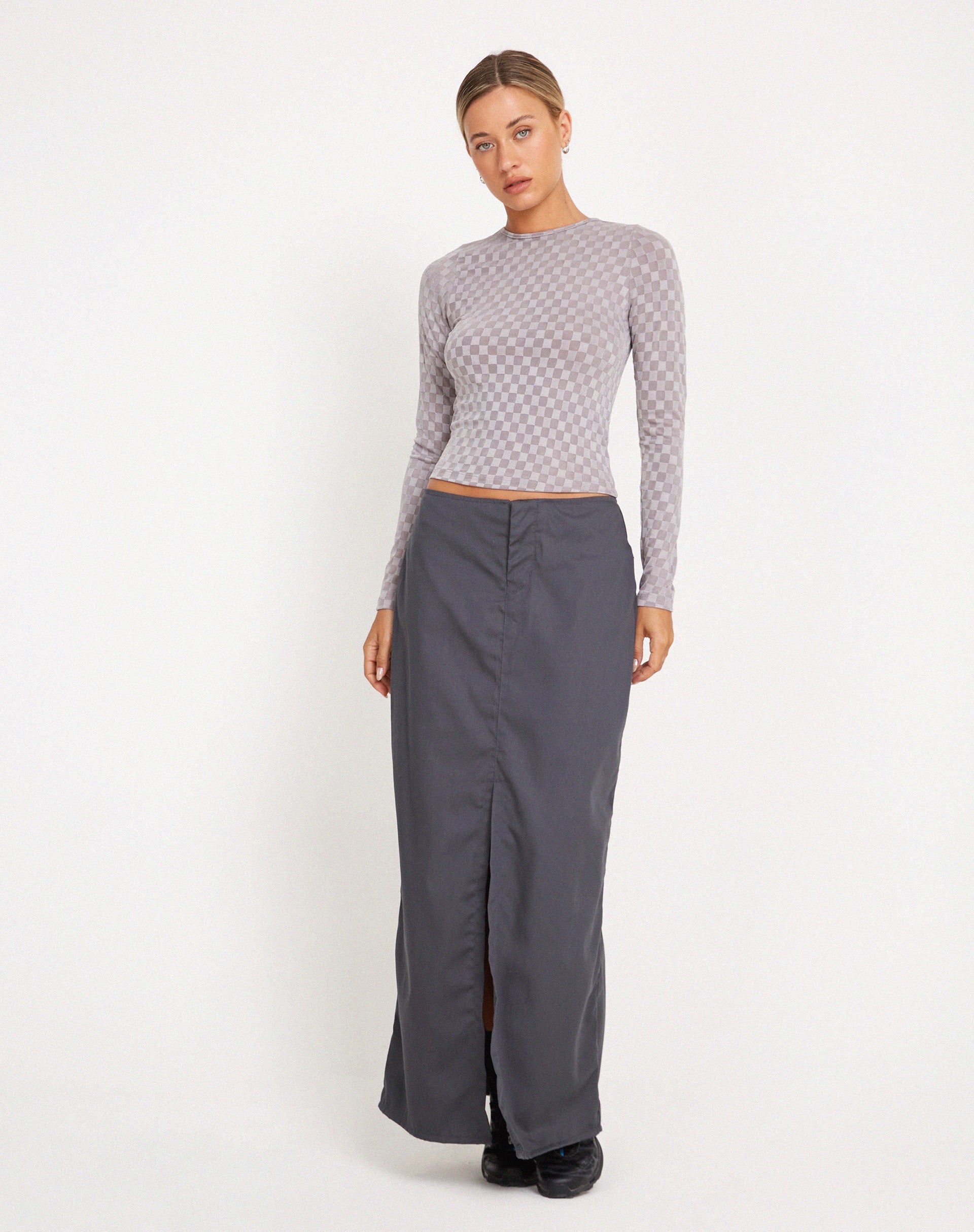 Immagine di Natari Crop Top a maniche lunghe in grigio check