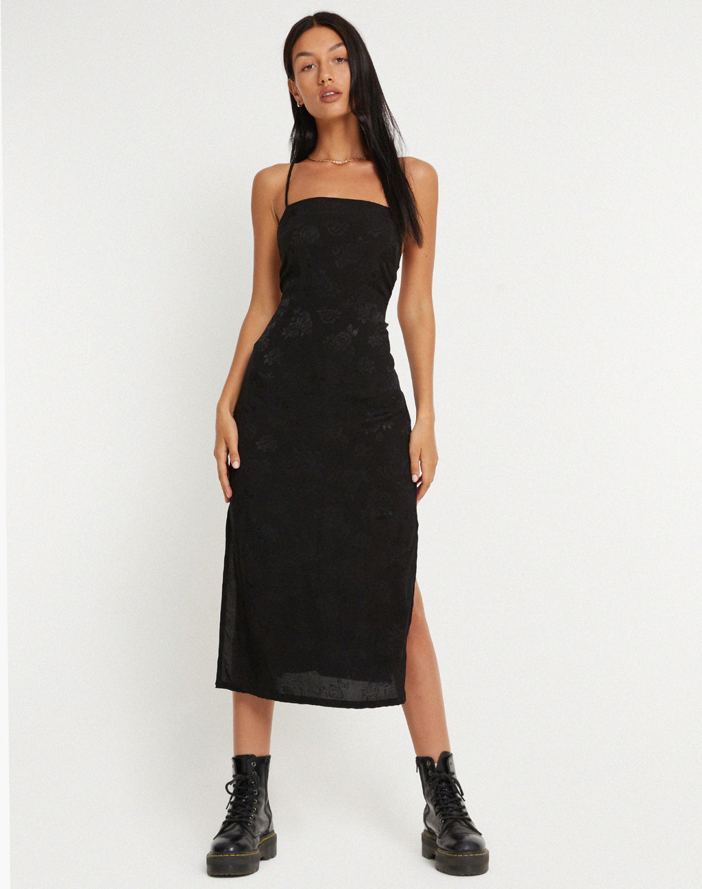 Nosita - Vestito midi in raso rosa nero