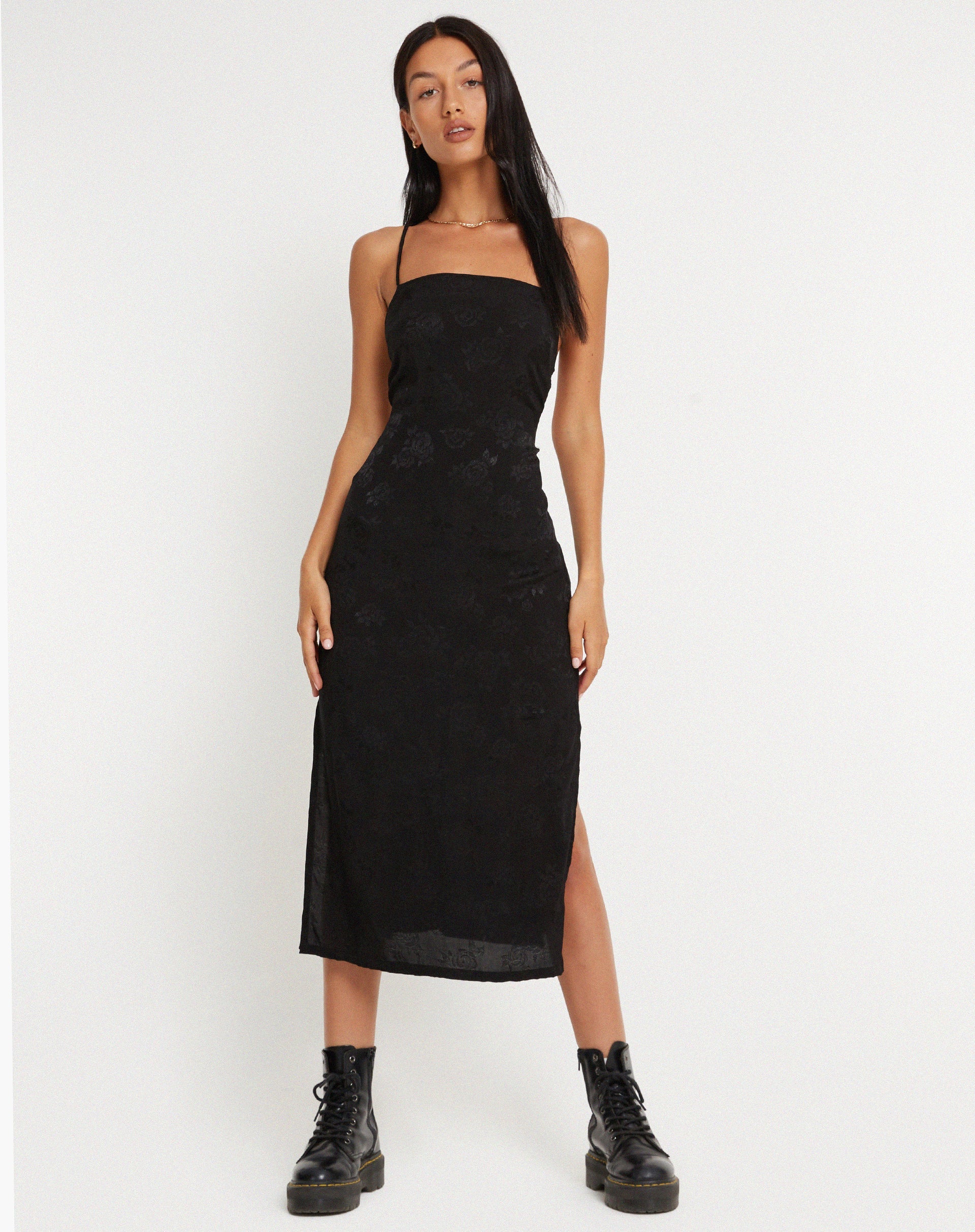 immagine di Nosita Midi Dress è Satin Rose Nero