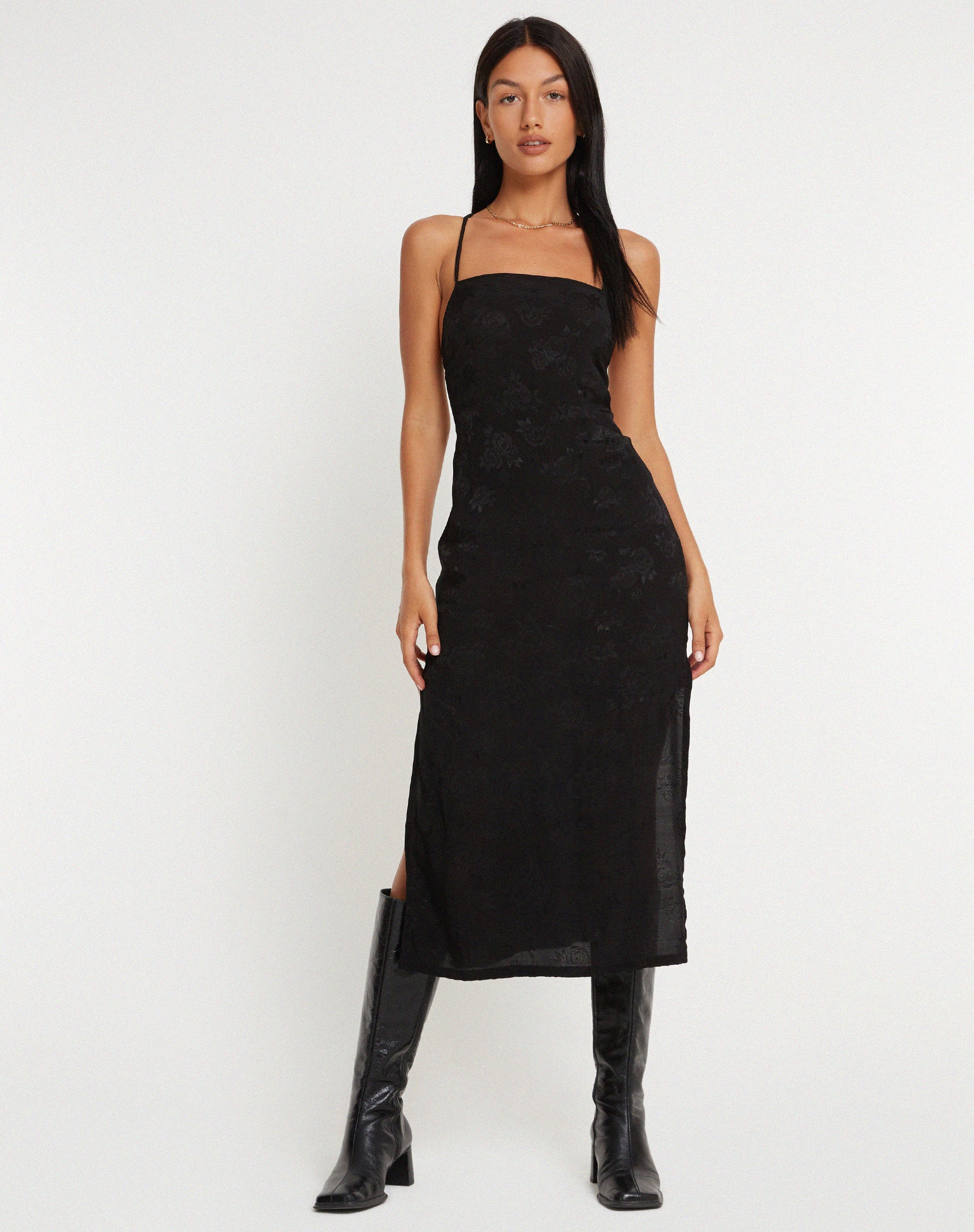 immagine di Nosita Midi Dress è Satin Rose Nero