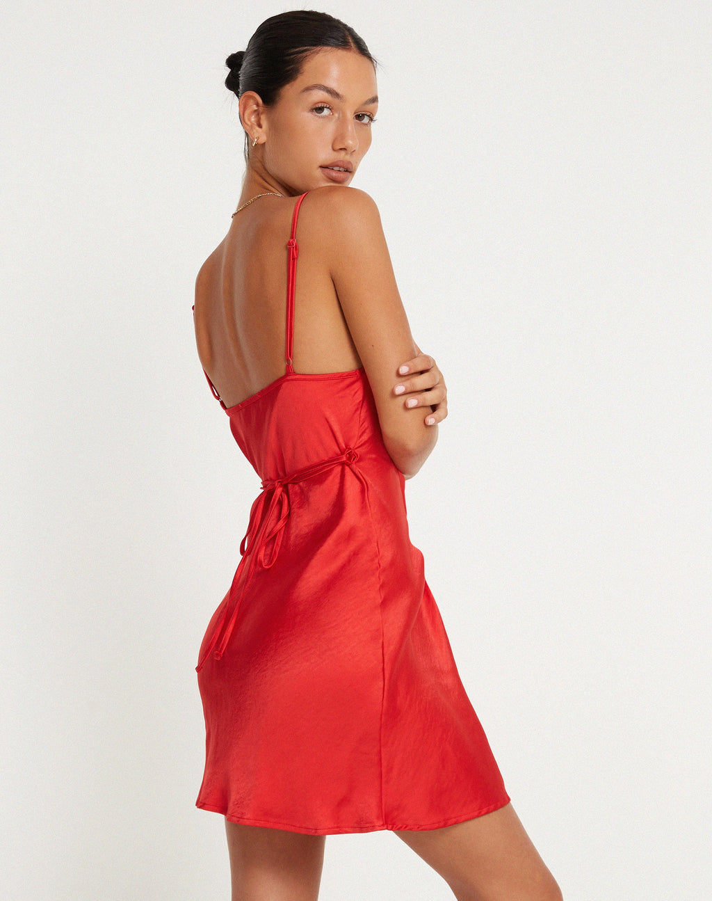 Paiva Slip Dress in raso rosso