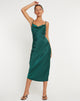 Immagine di Palasha Midi Dress in raso verde bosco