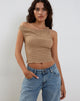 immagine di Peyton One Shoulder Waffle Knit Top in Avena